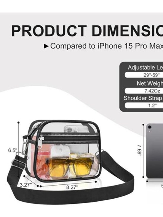 Clear Bag for Stadium Events Clear Handbags Purses for Sports Fans - Picture 3 of 7